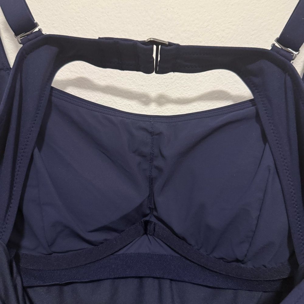 Athleta Square Neck Bra Cup Underwire Tankini Top Navy Blue 40 B/C Tall - Picture 7 of 9